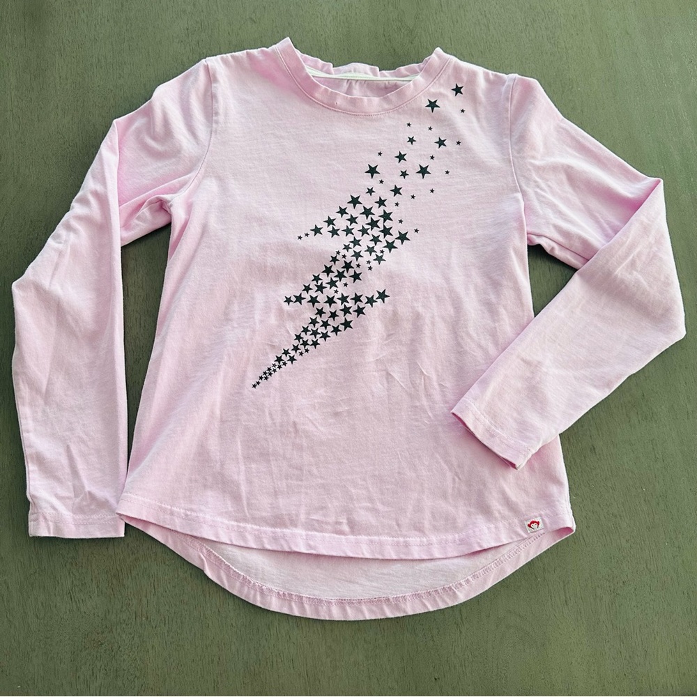 APPAMAN Elara Tee Long Sleeve with Glitter Stars Orchid Pink Size 12